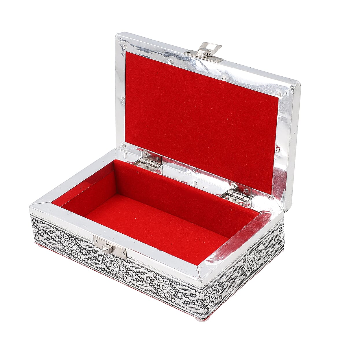 Handcrafted Set of 3, Cross Embossed Rectangular Aluminium Oxidized Storage Box image number 5