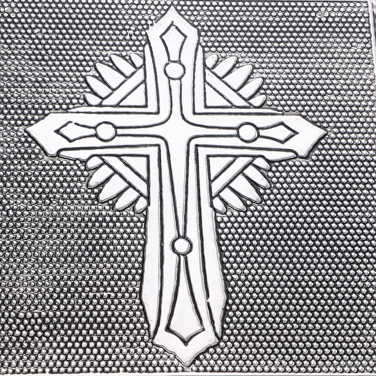 Handcrafted Set of 3, Cross Embossed Rectangular Aluminium Oxidized Storage Box image number 7