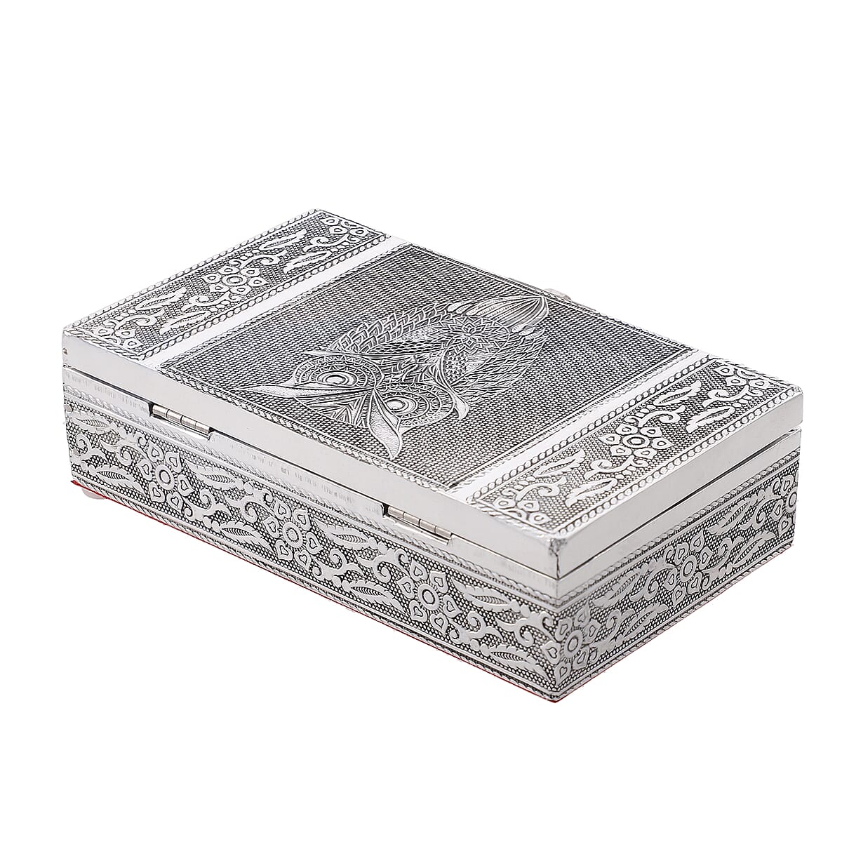 Handcrafted Set of 3, Owl Embossed Rectangular Aluminium Oxidized Storage Box image number 3