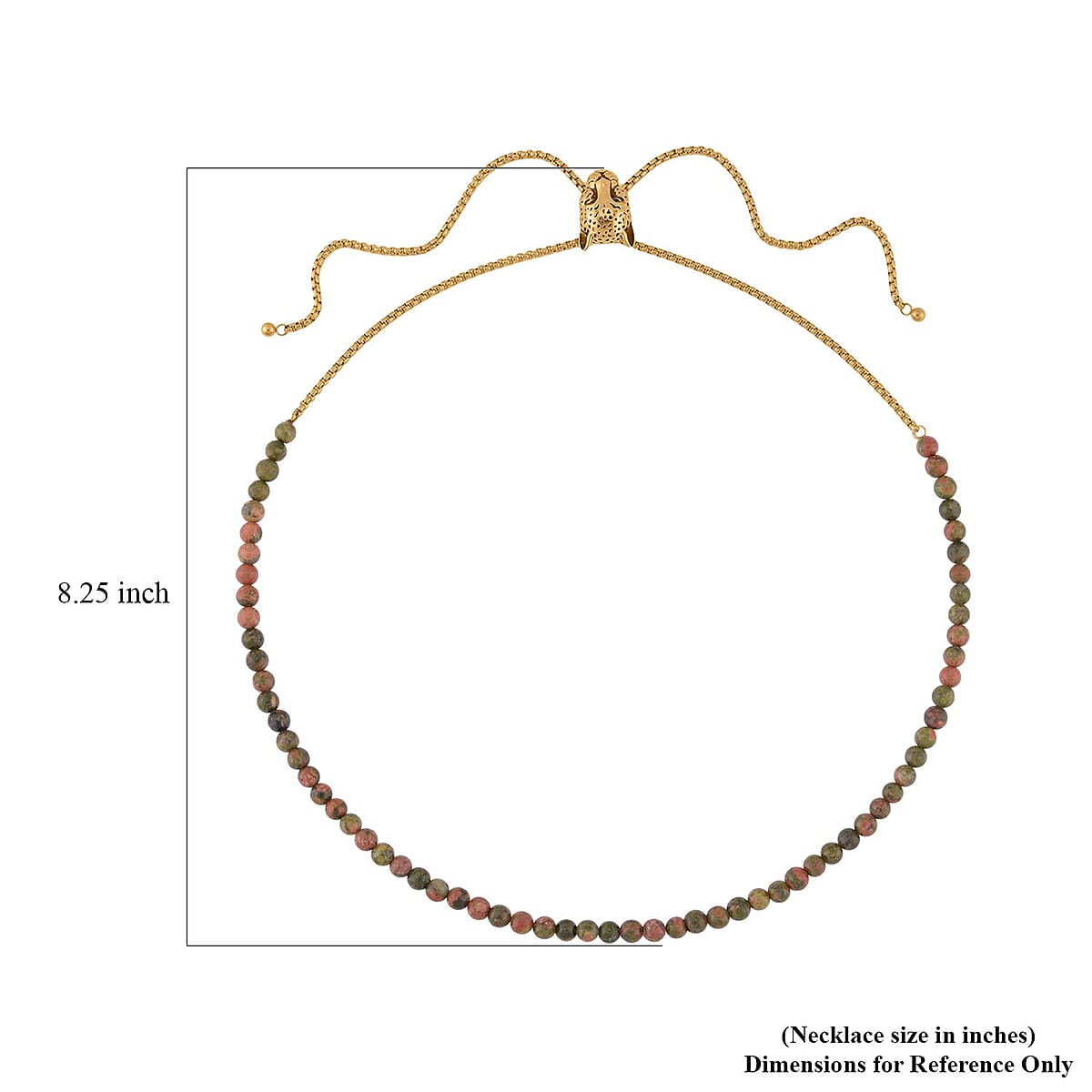 EverTrue Unakite, Neon Green Crystal Beaded Panther Slider Necklace (18 Inches) in ION Plated YG Stainless Steel 111.50 ctw , Tarnish-Free, Waterproof, Sweat Proof Jewelry image number 5