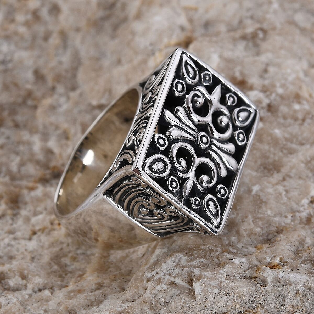 Bali Legacy Sterling Silver Fleur de Lis Men's Ring (Size 6.0) image number 1