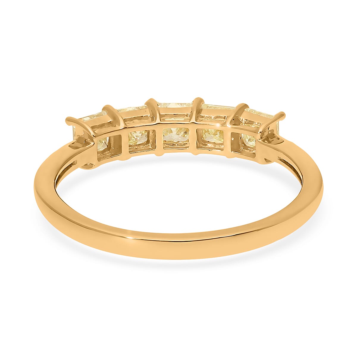 SGL Certified LUXORO 14K Yellow Gold Princess Cut Natural Yellow Diamond I2-I3 Ring 2 Grams 1.00 ctw image number 4