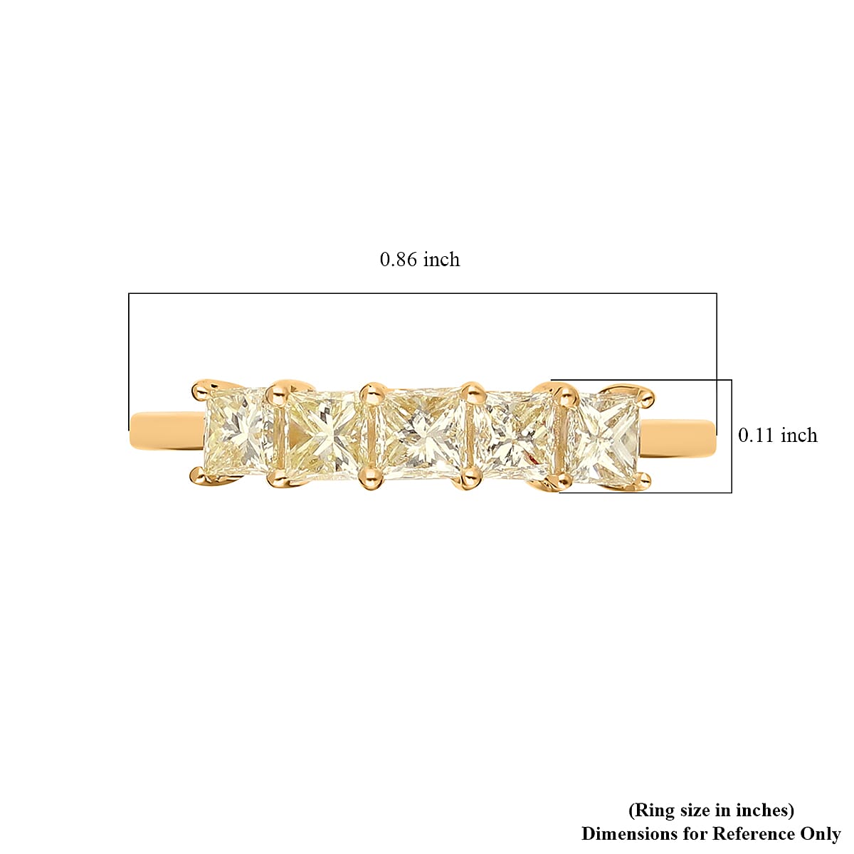 SGL Certified LUXORO 14K Yellow Gold Princess Cut Natural Yellow Diamond I2-I3 Ring 2 Grams 1.00 ctw image number 5