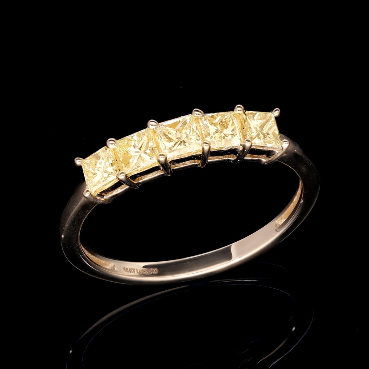 SGL Certified Luxoro 14K Yellow Gold Princess Cut Natural Yellow Diamond I2-I3 Ring (Size 9.0) 1.00 ctw image number 1
