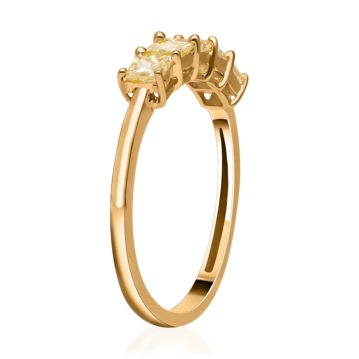 SGL Certified Luxoro 14K Yellow Gold Princess Cut Natural Yellow Diamond I2-I3 Ring (Size 9.0) 1.00 ctw image number 3