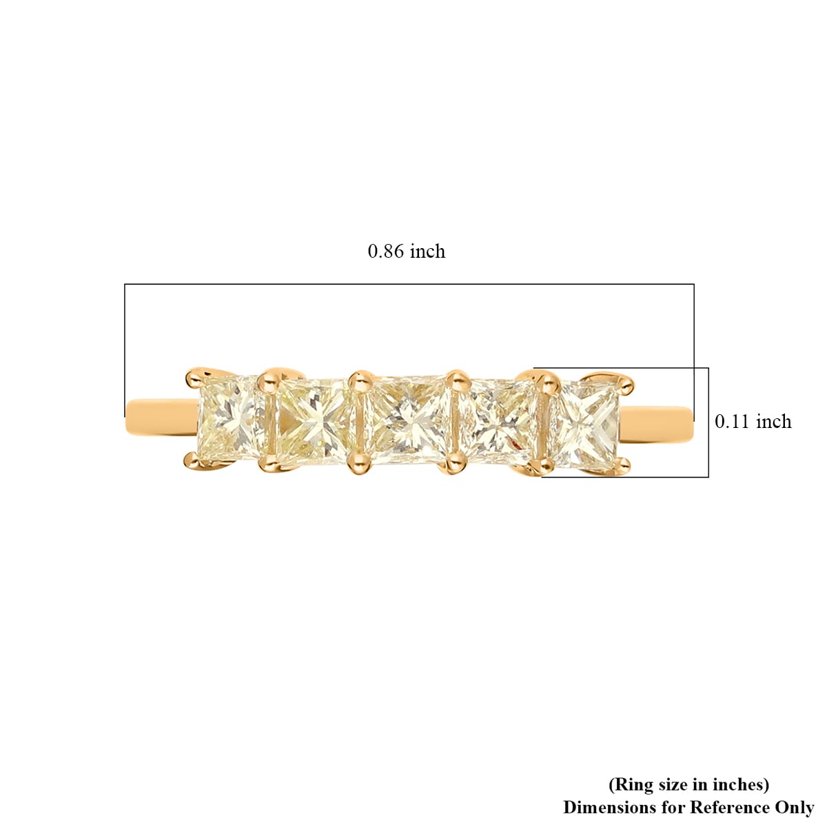 SGL Certified Luxoro 14K Yellow Gold Princess Cut Natural Yellow Diamond I2-I3 Ring (Size 9.0) 1.00 ctw image number 5