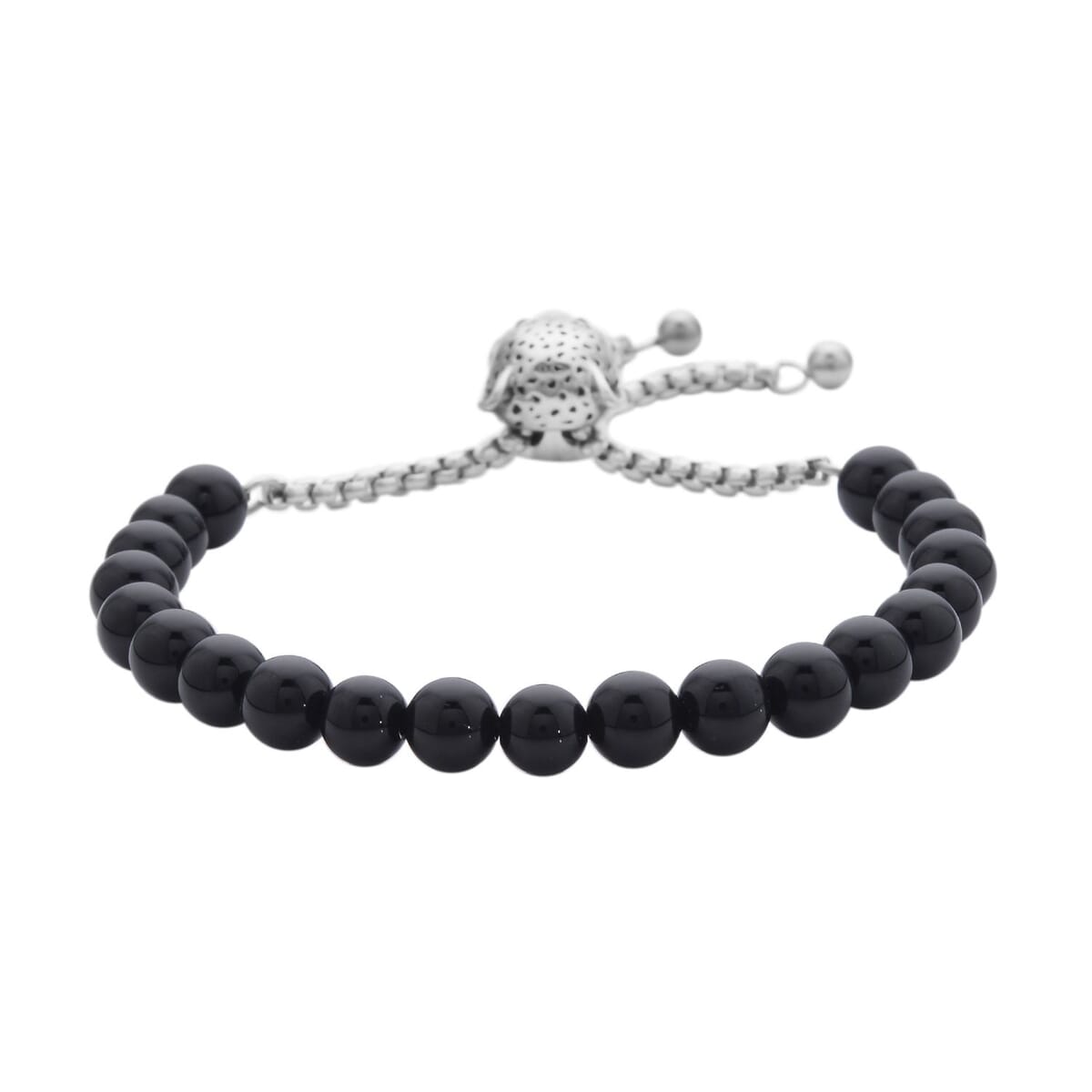 EverTrue Black Agate, Neon Green Austrian Crystal Bolo Bracelet with Panther Motif Slider Lock in Black Oxidized Stainless Steel (6-9In) 30.00 ctw , Tarnish-Free, Waterproof, Sweat Proof Jewelry image number 3