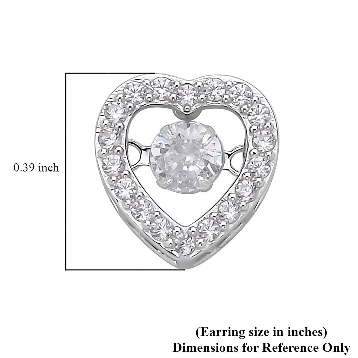 Simulated Diamond Heart Shape Dancing Earrings in Rhodium Over Sterling Silver 1.50 ctw