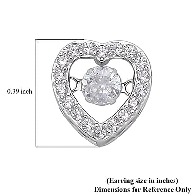 Simulated Diamond Heart Shape Dancing Earrings in Rhodium Over Sterling Silver 1.50 ctw