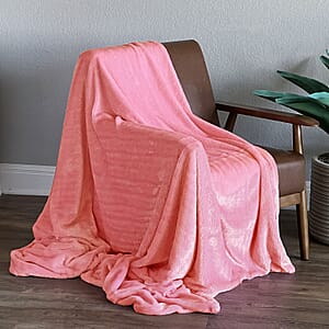Homesmart Bubblegum Pink Stock Solid Double Layers Rabbit Hair Throw