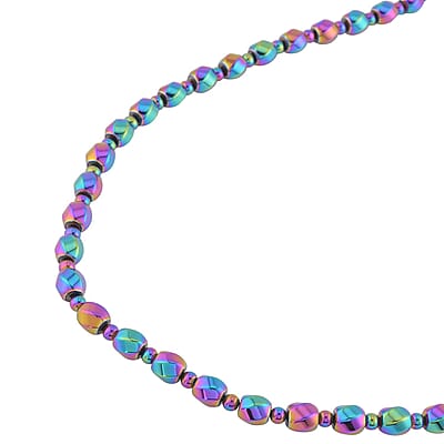Magic Color Plated Hematite Beaded Necklace 20 Inches in Silvertone 323.00 ctw