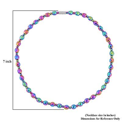 Magic Color Plated Hematite Beaded Necklace 20 Inches in Silvertone 323.00 ctw