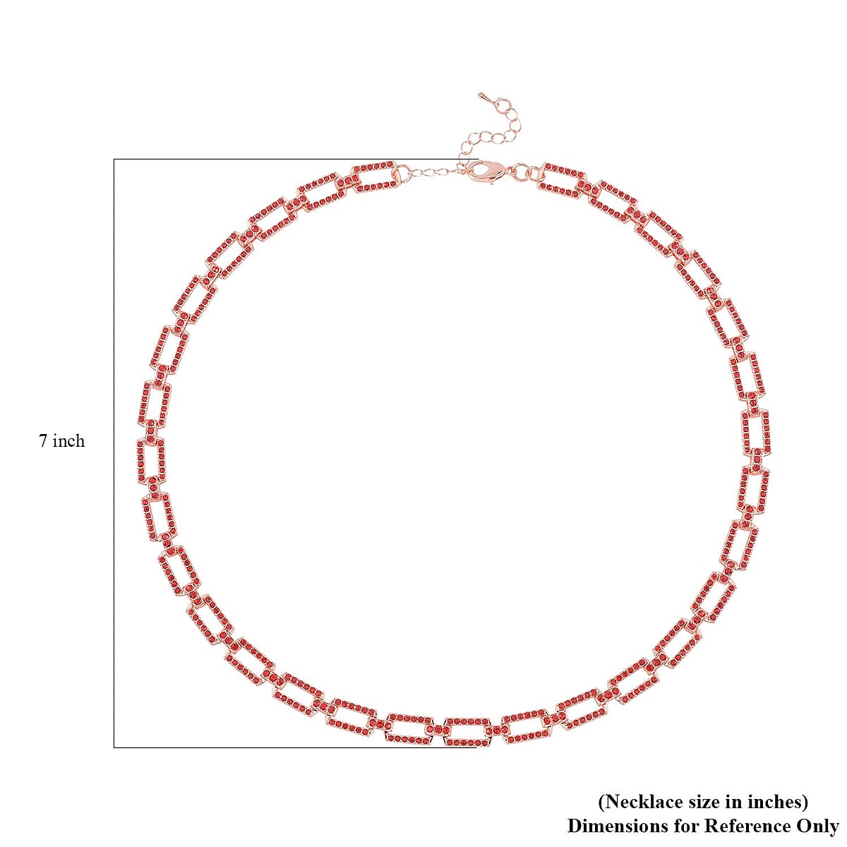 Red Color Austrian Crystal Link Necklace 20-22 Inches in Rosetone image number 5
