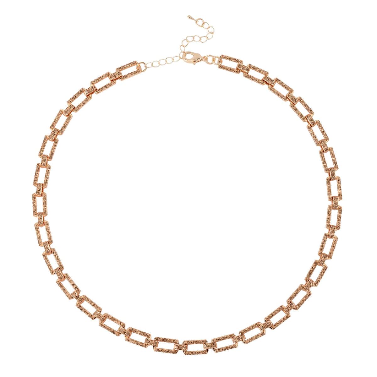 Champagne Austrian Crystal Link Necklace 20-22 Inches in Goldtone image number 0