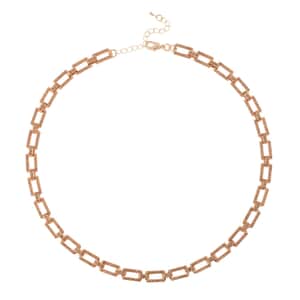 Champagne Austrian Crystal Link Necklace 20-22 Inches in Goldtone