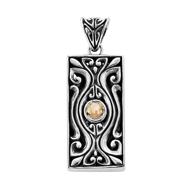 Bali Legacy 18K Yellow Gold and Sterling Silver Floral Pendant 7.6 Grams