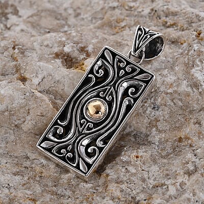 Bali Legacy 18K Yellow Gold and Sterling Silver Floral Pendant 7.6 Grams