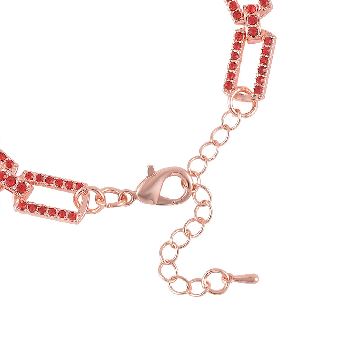 Red Austrian Crystal Link Bracelet in Rosetone (7.50-9.5In) image number 2