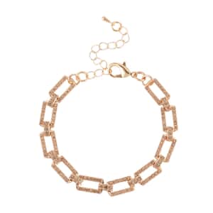 Champagne Austrian Crystal Link Bracelet in Goldtone (7.50-9.5In)