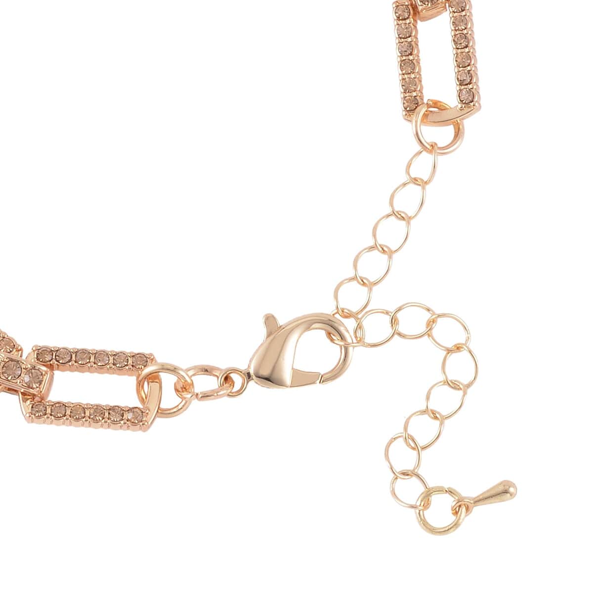 Champagne Austrian Crystal Link Bracelet in Goldtone (7.50-9.5In) image number 1