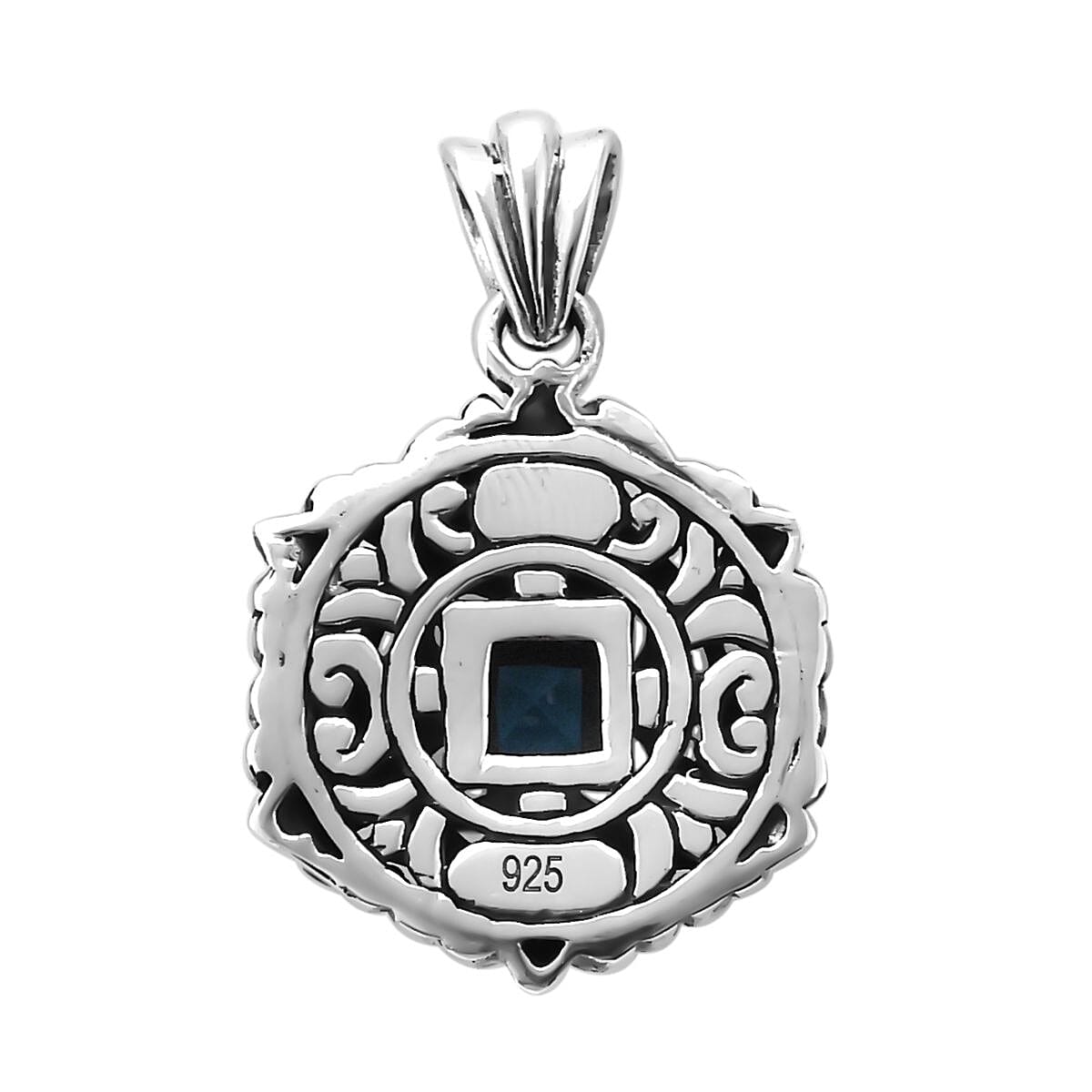 Bali Legacy Swiss Blue Topaz Floral Pendant in Sterling Silver 0.40 ctw
