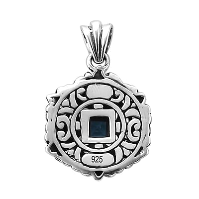 Bali Legacy Swiss Blue Topaz Floral Pendant in Sterling Silver 0.40 ctw