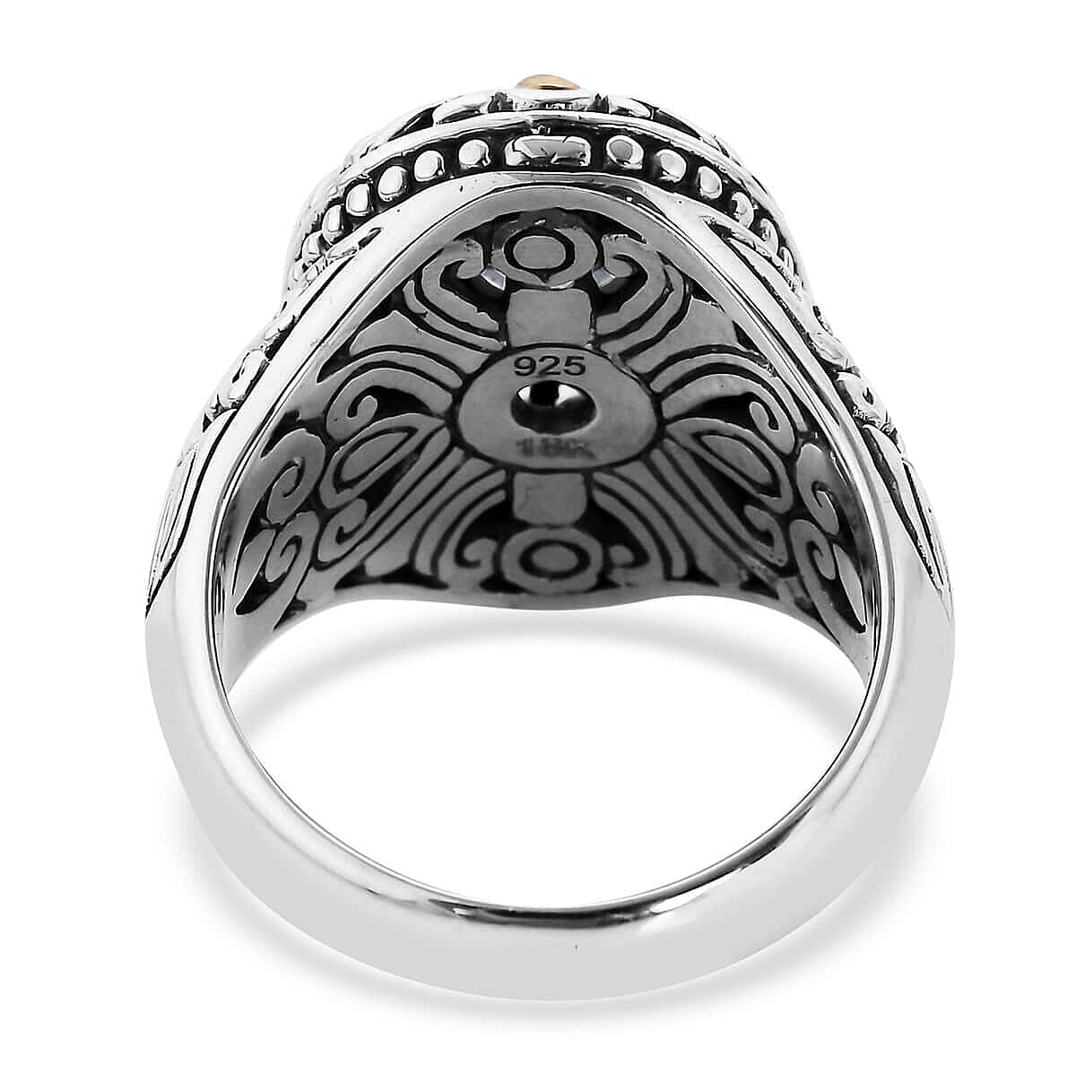 BALI LEGACY Swiss Blue Topaz Floral Ring in 18K Yellow Gold and Sterling Silver (Size 10.0) (11.70 g) 1.50 ctw image number 4