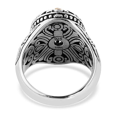 Bali Legacy Swiss Blue Topaz Floral Ring in 18K Yellow Gold and Sterling Silver (Size 10.0) (11.70 g) 1.50 ctw