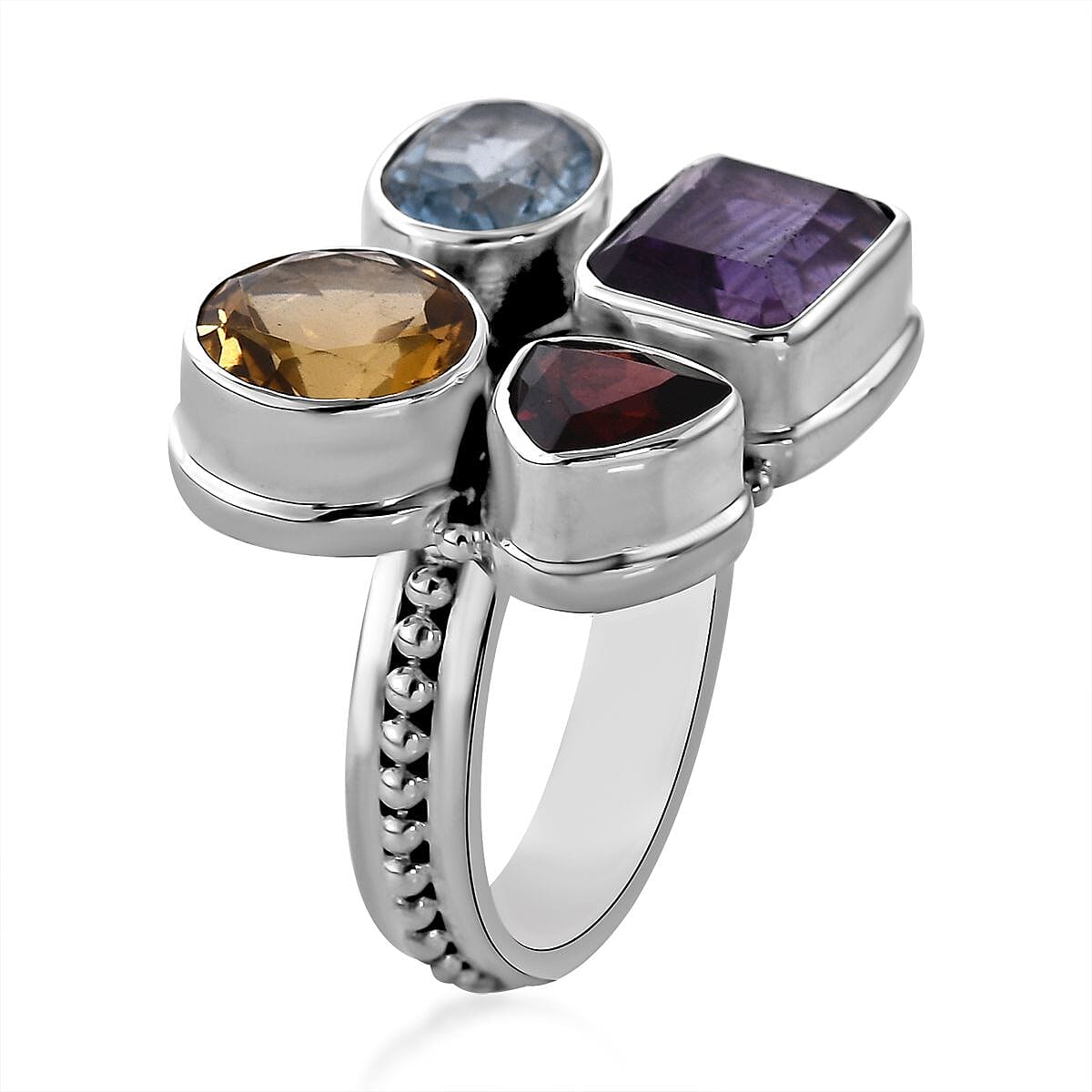 BALI LEGACY Amethyst and Multi Gemstone Mixed Shapes Ring in Sterling Silver 7.50 Grams 8.20 ctw image number 3