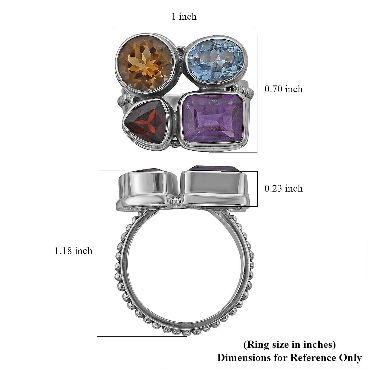 BALI LEGACY Amethyst and Multi Gemstone Mixed Shapes Ring in Sterling Silver 7.50 Grams 8.20 ctw image number 5