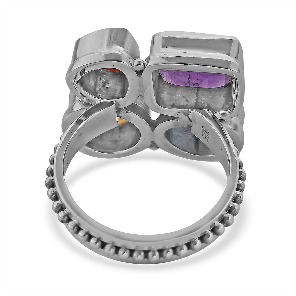 Bali Legacy Amethyst and Multi Gemstone Mixed Shapes Ring in Sterling Silver (Size 7.0) 8.20 ctw image number 4