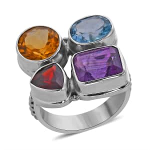 BALI LEGACY Amethyst and Multi Gemstone Mixed Shapes Ring in Sterling Silver 7.50 Grams 8.20 ctw