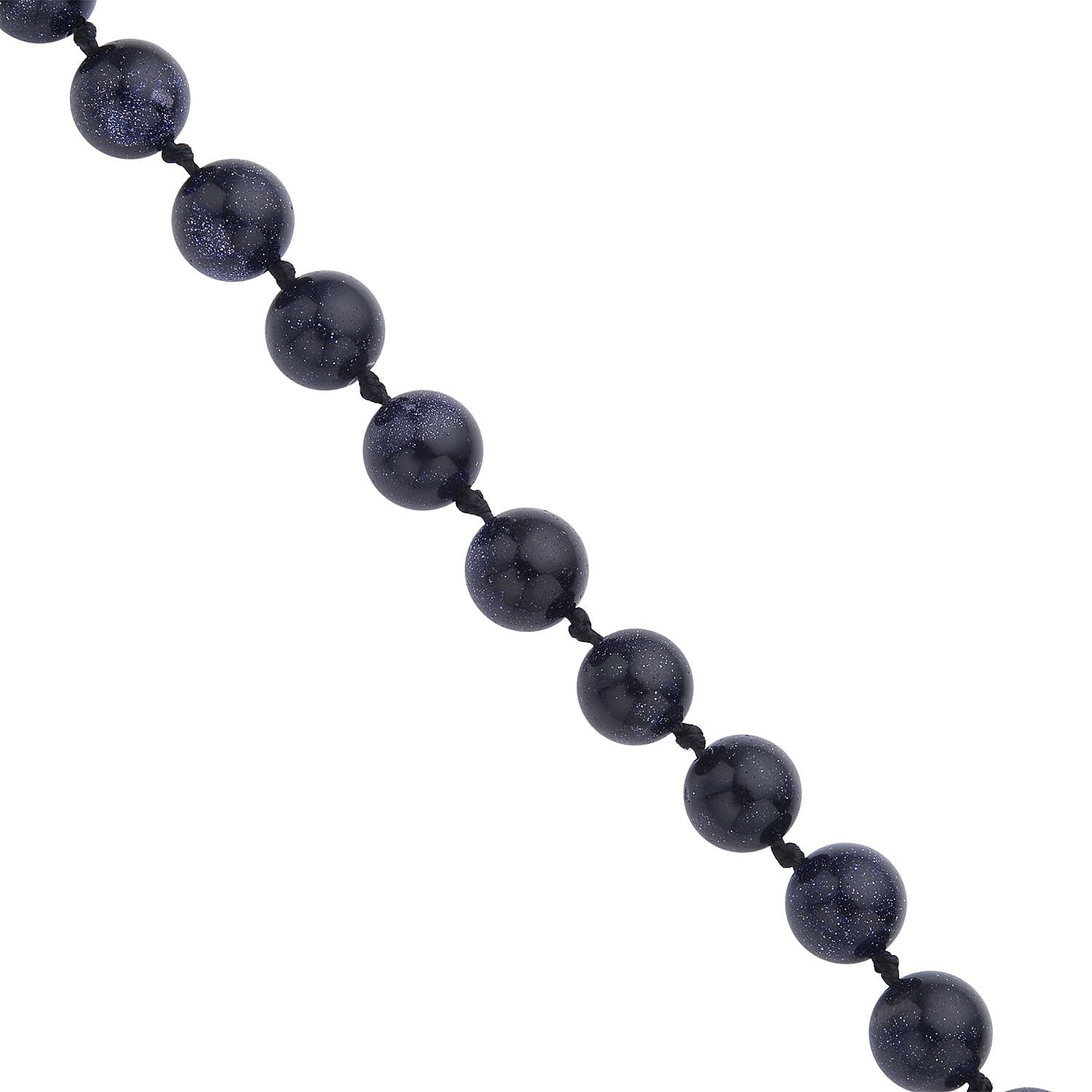 Blue Sandstone Beaded Knotted Necklace (18-20 Inches) in Stainless Steel 227.50 ctw , Tarnish-Free, Waterproof, Sweat Proof Jewelry