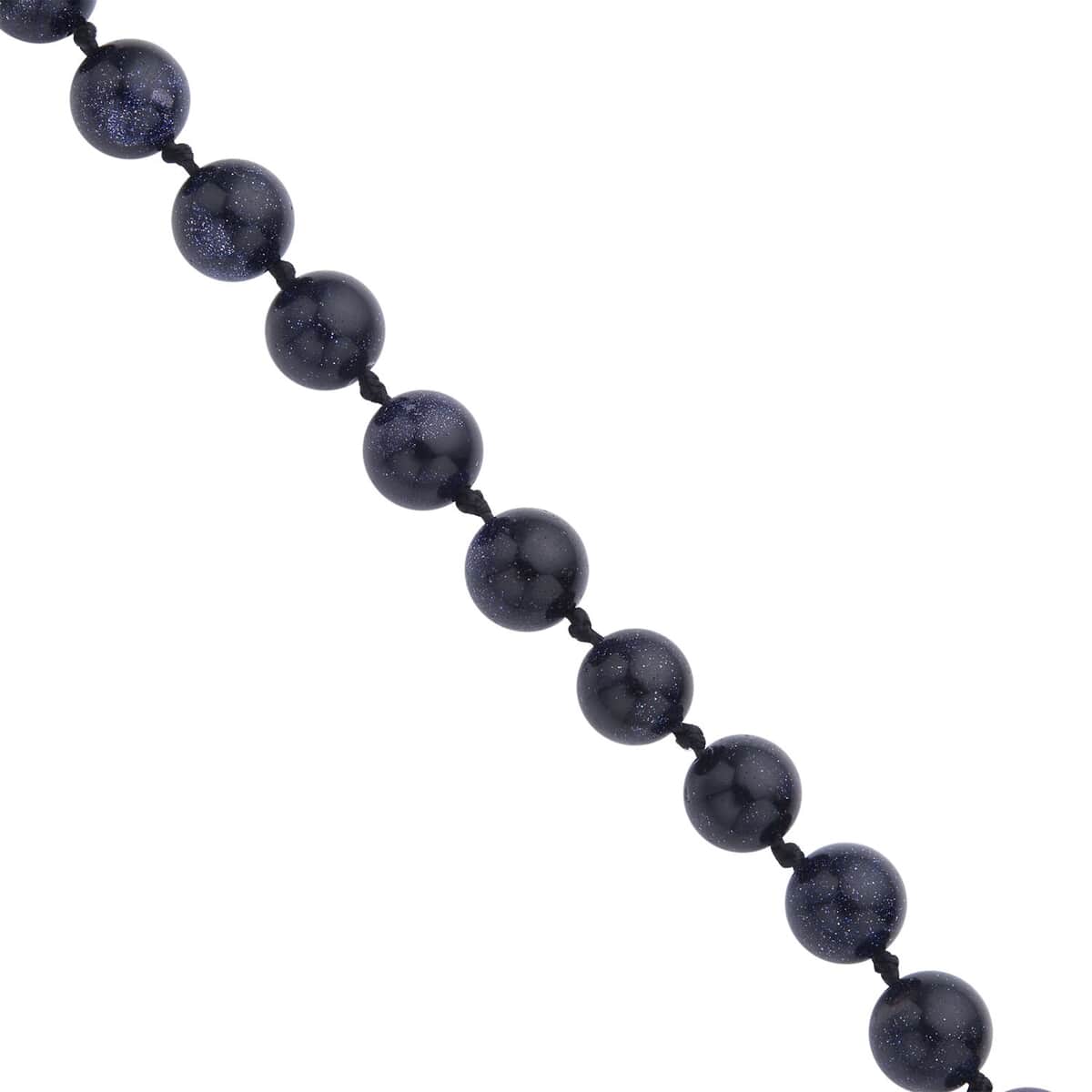 Blue Sandstone Beaded Knotted Necklace 18-20 Inches in Stainless Steel 227.50 ctw image number 3