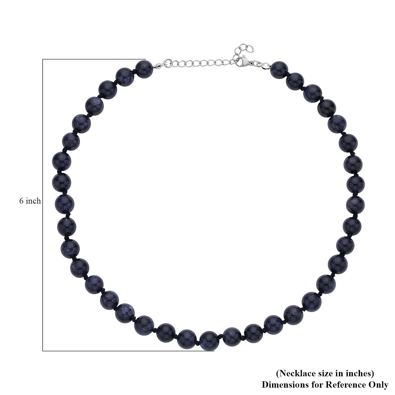 Blue Sandstone Beaded Knotted Necklace (18-20 Inches) in Stainless Steel 227.50 ctw , Tarnish-Free, Waterproof, Sweat Proof Jewelry