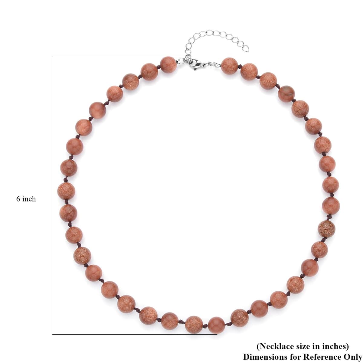 Gold Sandstone Beaded Knotted Necklace (18-20 Inches) in Stainless Steel 222.50 ctw , Tarnish-Free, Waterproof, Sweat Proof Jewelry image number 4