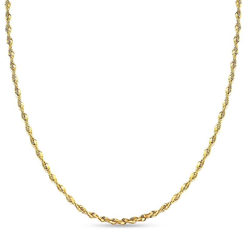 10 K Yellow Gold Rope Necklace, Gold Chain, (20 Inches) Twisted Chain Necklace
