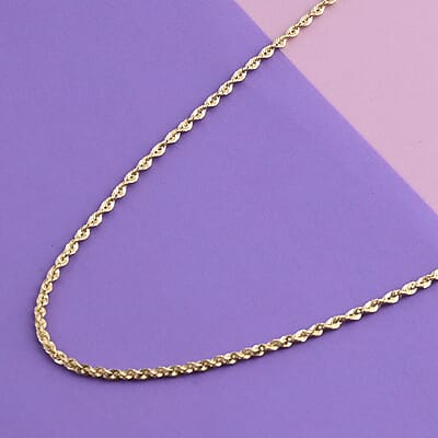 10 K Yellow Gold Rope Necklace, Gold Chain, (20 Inches) Twisted Chain Necklace