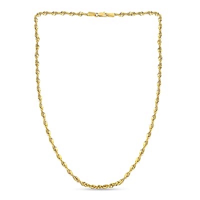 10 K Yellow Gold Rope Necklace, Gold Chain, (20 Inches) Twisted Chain Necklace
