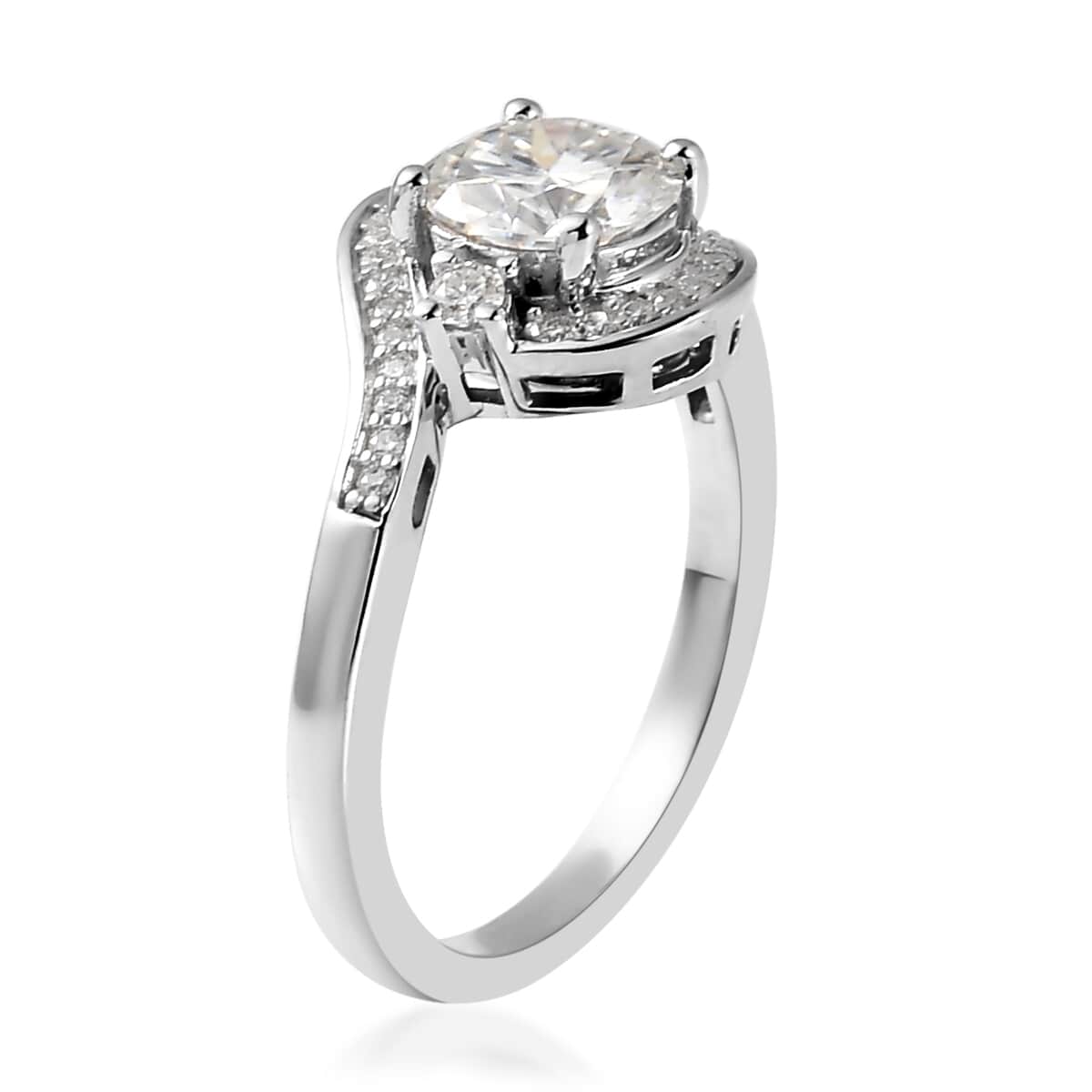 1.35 ctw. Moissanite Solitaire in Platinum over Sterling good silver ring