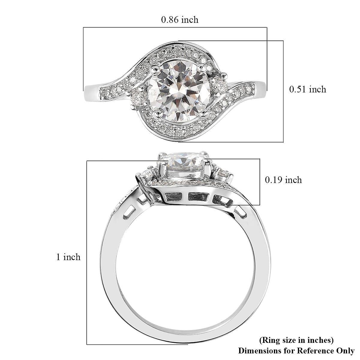 100 Facets Moissanite Ring in Platinum Over Sterling Silver 1.35 ctw image number 5