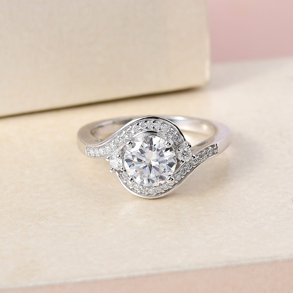 Moissanite Ring in Platinum Over Sterling Silver (Size 6.0) 1.35 ctw image number 1