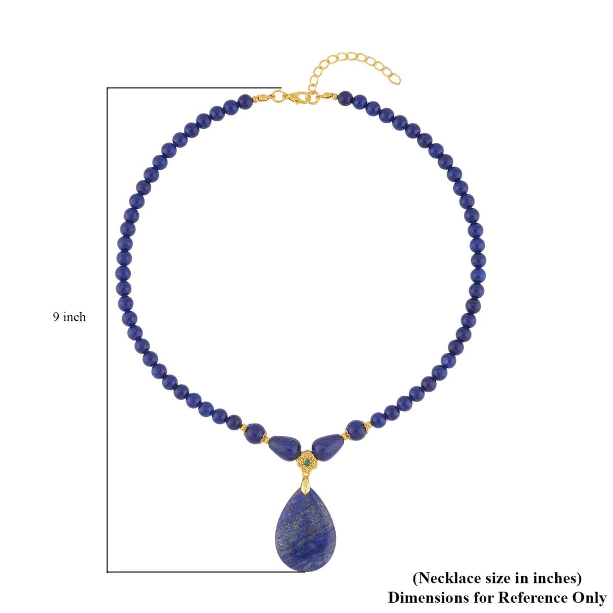 Lapis Lazuli and Simulated Emerald Beaded Necklace 18-20 Inches in Goldtone 161.00 ctw image number 4