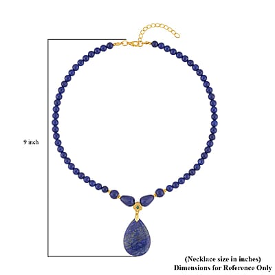Lapis Lazuli and Simulated Emerald Beaded Necklace 18-20 Inches in Goldtone 161.00 ctw