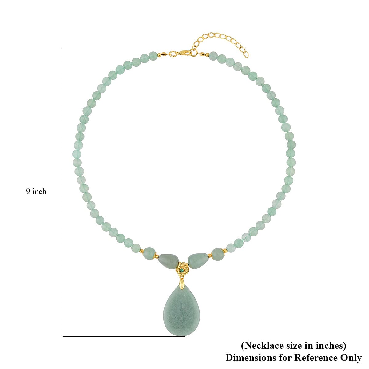 Green Aventurine and Simulated Emerald Beaded Necklace 18-20 Inches in Goldtone 157.50 ctw image number 4