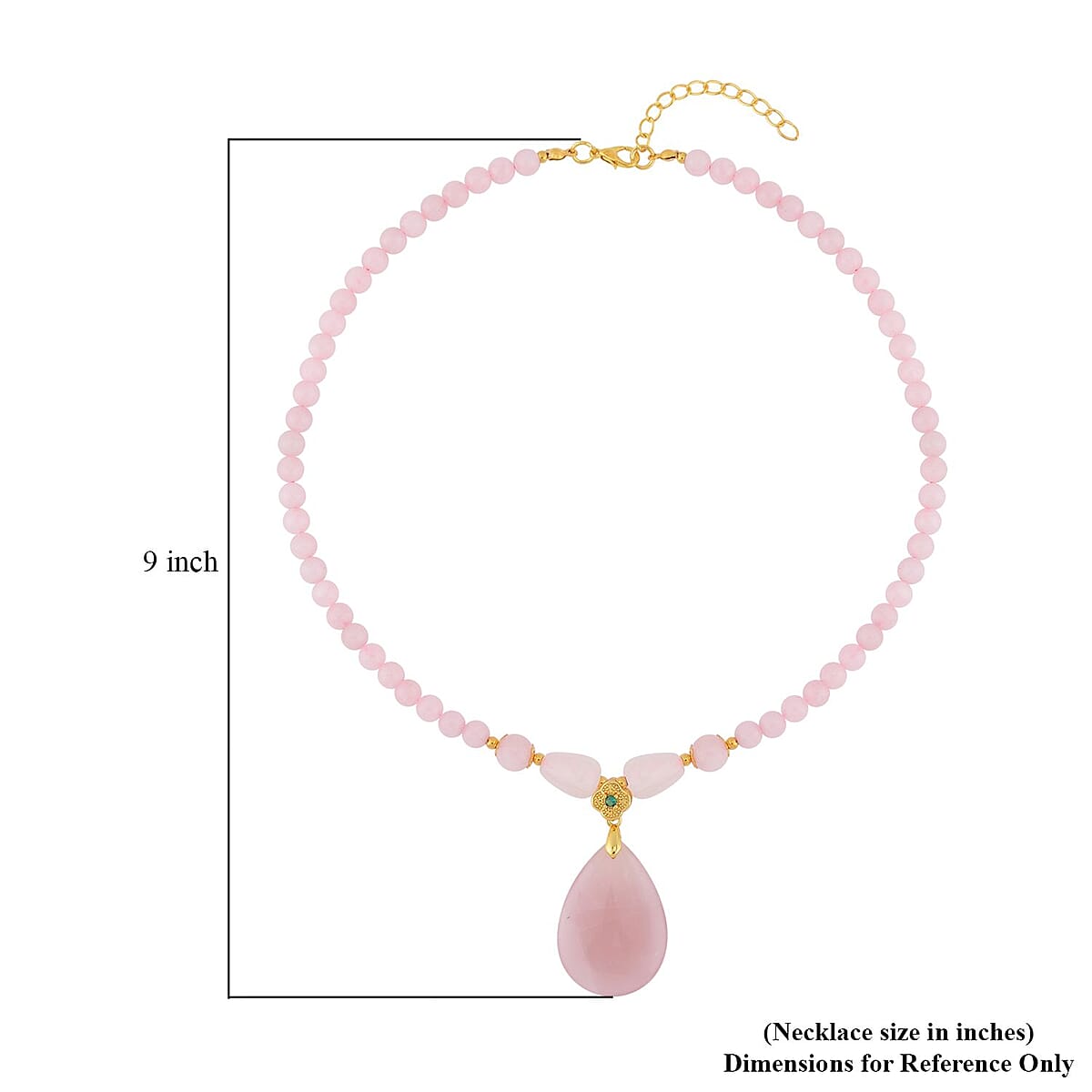 Galilea Rose Quartz and Simulated Emerald Beaded Necklace 18-20 Inches in Goldtone 157.50 ctw image number 4