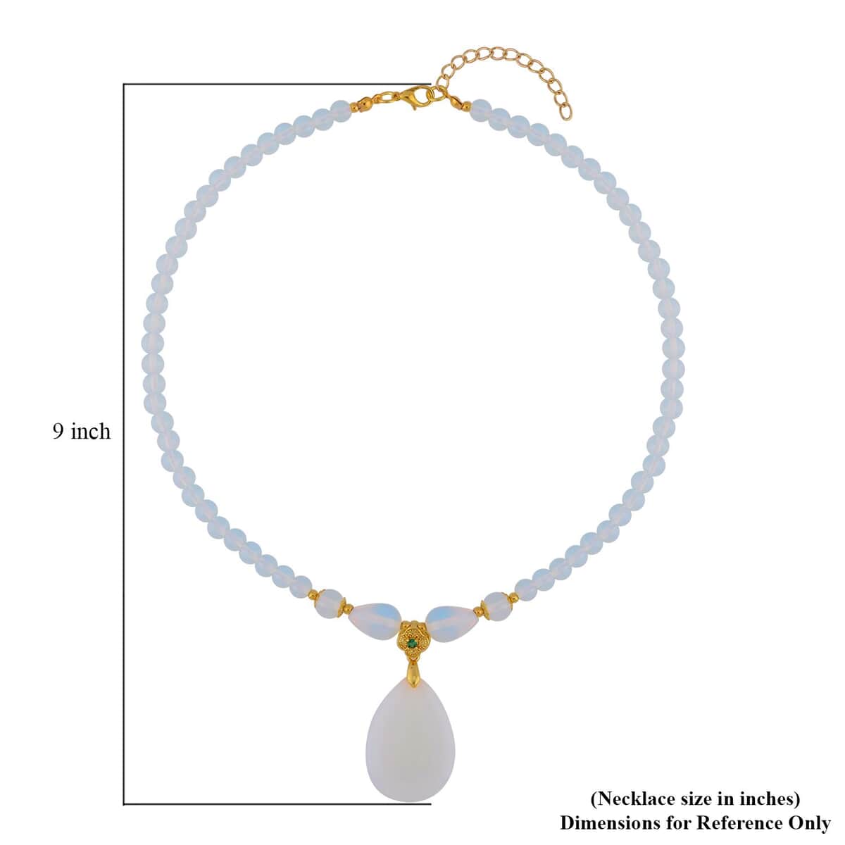 Opalite and Simulated Emerald Beaded Necklace 18-20 Inches in Goldtone 144.00 ctw image number 4