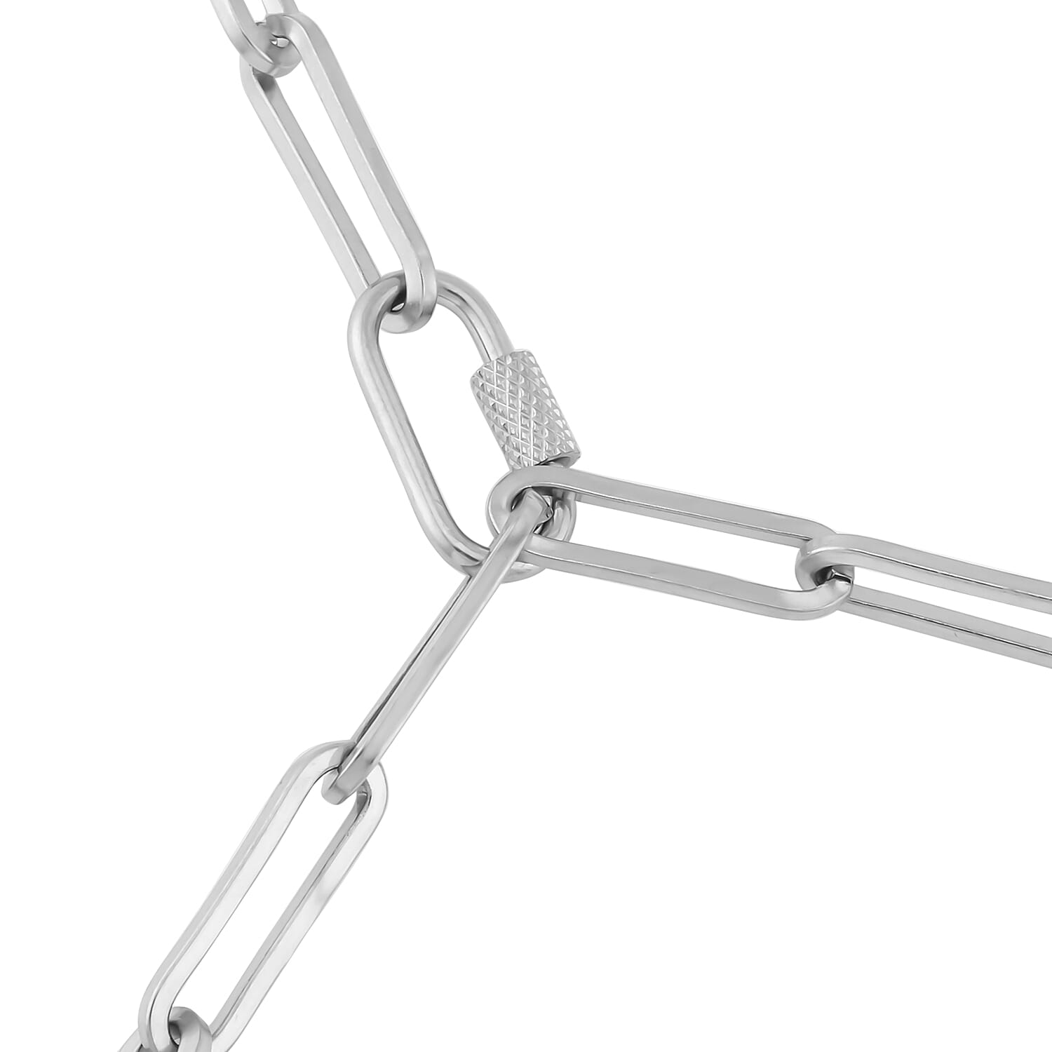 White Glass Lariat Necklace (22 Inches) in Stainless Steel , Tarnish-Free, Waterproof, Sweat Proof Jewelry