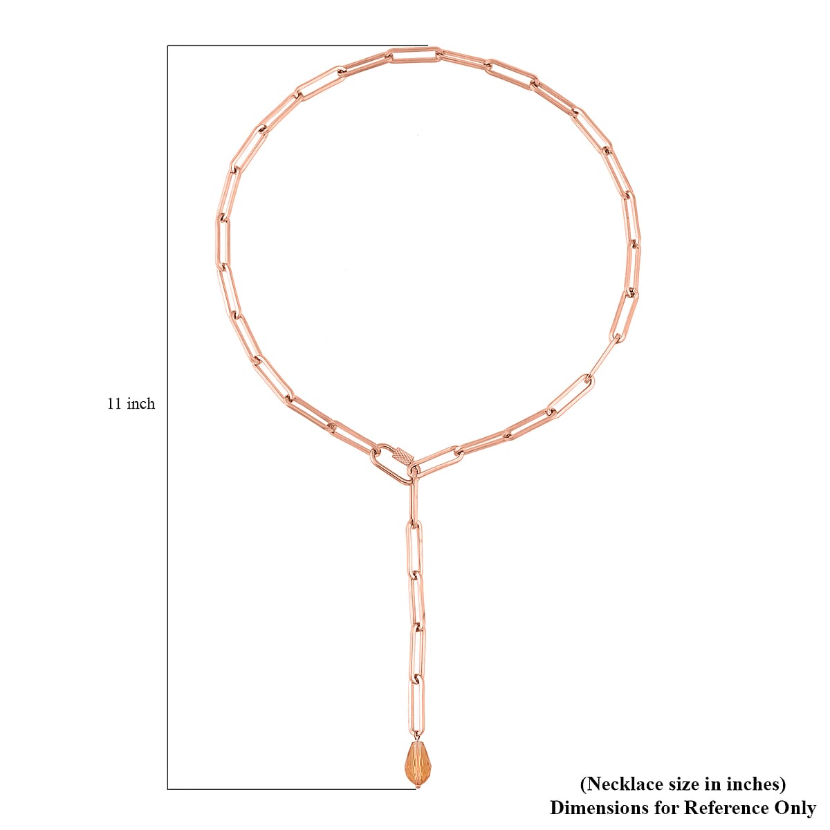 Champagne Glass Lariat Necklace (22 Inches) in ION Plated RG Stainless Steel , Tarnish-Free, Waterproof, Sweat Proof Jewelry image number 3