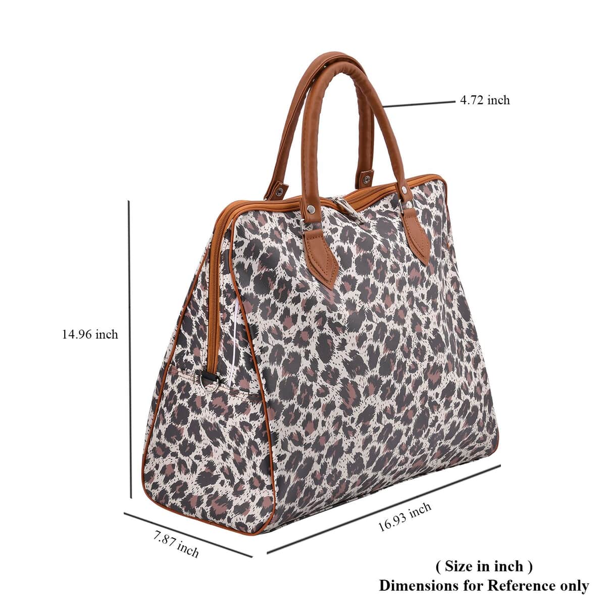 TLV Black and Brown Leopard Pattern Tote Bag (16.93"x7.87"x14.96") with 40" Shoulder Strap image number 6